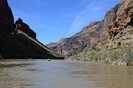 Raft floating in the Grand Canyon