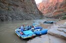 Whitewater rafts on shore at Ledges Camp in the Grand Canyon