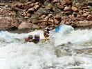 Just holding on!  Note the flex in the oar shaft caught behind the knee!