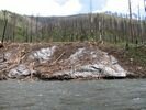 The Middle Fork cuts through avalanche debris from the winter