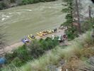 Looking down on Otter Bar Camp during high water