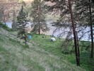 Scarce campsite below Wall Creek