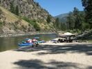 Looking upstream across the beach to Alder Creek Camp, Main Salmon