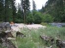 A view of Reed Creek Camp tucked into the trees on the Main Salmon