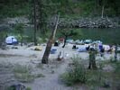 Looking across Lower Yellow Pine Camp at the deep green waters of the Main Salmon