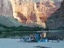 A river kitchen in the Grand Cayon with a kitchen floor tarp