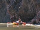 Cataraft lining up for a rapid in the Grand Canyon