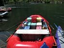 View from above of 18 foot red sotar raft