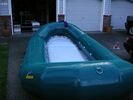 The view of the interior of a self bailing raft floor