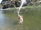 Spraying water from a dipstick