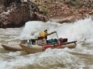 Raft in big waves in the Grand Canyon