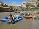 Rafting party pulling to the shore at Harding Hole Camp #1