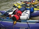 Close up of raft loaded for rafting trip on the Middle Fork