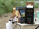 A selection of boxed wines on a river table