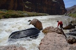 A flipping in Lava Falls, Grand Canyon