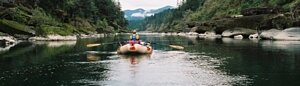 A raft floating on the Rogue River