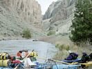 A rafting group stopped on the shore of the Bruneau River