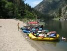 Rafts tied up at Buckskin Bill's store on the Main Salmon River