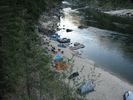 A rafting party camped at Black Canyon Beach on the Main Salmon River